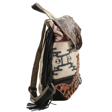 OHLAY KB388 Backpack Upcycled Canvas Hair-On Genuine Leather women bag western handbag purse